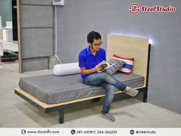 เตียงเหล็กชั้นเดียว สไตล์โรงแรม ไม้เมเปิ้ล 3.5 ฟุต - Image 4