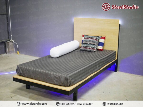 เตียงเหล็กชั้นเดียว สไตล์โรงแรม ไม้เมเปิ้ล 3.5 ฟุต - Image 3