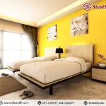 เตียงเหล็กชั้นเดียว สไตล์โรงแรม ไม้เมเปิ้ล 3.5 ฟุต