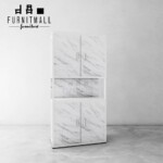 ชั้นวางของ เหล็กผสมไม้ ลายหินอ่อน