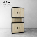 ชั้นวางของ เหล็กผสมไม้ ลายไม้เมเปิ้ล