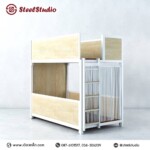 เตียง2ชั้น ปิดไม้ พร้อมราวม่าน