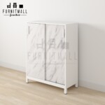 ตู้รองเท้า ลายหินอ่อน ขาเหล็ก