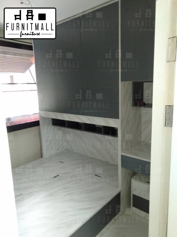 Marble TATAMI BED 5 ฟุต พร้อมตู้เสื้อผ้าหัวเตียง+โต๊ะทำงาน Fit-in - Image 7