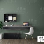 โต๊ะทำงานติดผนัง ลายลอฟท์ พร้อมตู้แขวนบน และตู้ล่าง Home Office