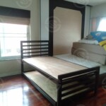 เตียงเหล็กชั้นเดียว ยกสูง พร้อมถาดสไลด์