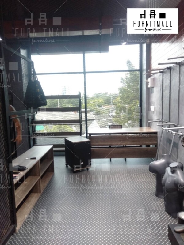 ชั้นวางของ ชั้นเก็บของ  ชั้นเหล็ก โต๊ะทำงาน(สีดำ ไม้ลาย Loft Olive)