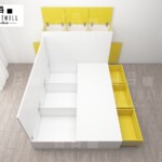 TATAMI BED 3.5 ฟุต พร้อมตู้หัวเตียงเก็บของได้