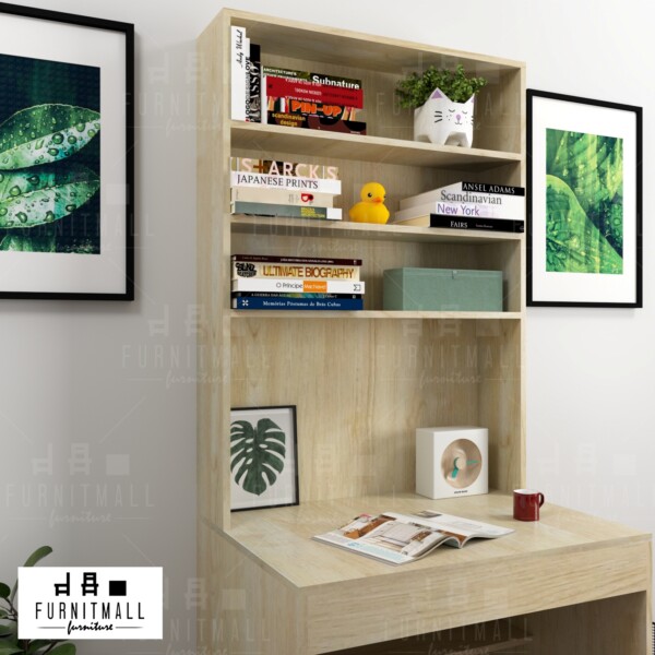 โต๊ะทำงานไม้ พร้อมชั้นวางของ 80 ซม. - Image 4