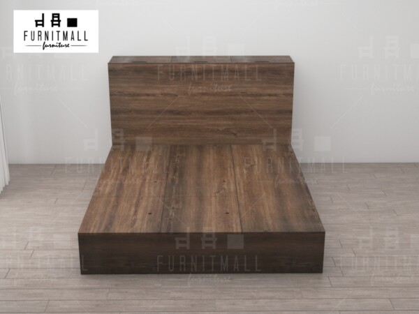 TATAMI BED ลายไม้ Dark Wood พร้อมตู้หัวเตียงเก็บของได้ - Image 3