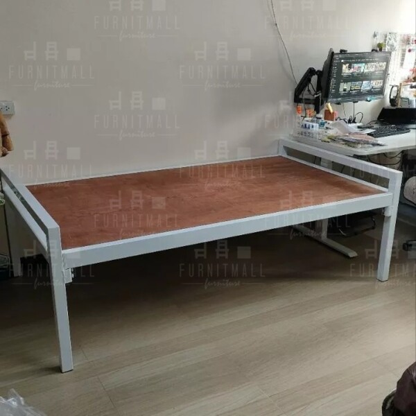 เตียงเหล็กชั้นเดียวยกสูง  พื้นที่ใต้คานเตียงสูง 50 ซม. ใส่ของได้ photo review