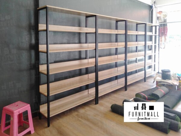 FURNITMALL  ชั้นวางของ สีดำไอวอรี่ แอช