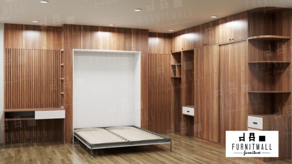 ชุดห้องนอน เตียงพับ Wall bed ขนาด 6 ฟุต แนวตั้ง