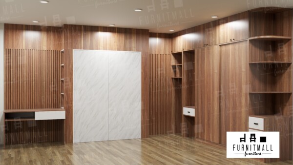 ชุดห้องนอน เตียงพับ Wall bed ขนาด 6 ฟุต แนวตั้ง - Image 2