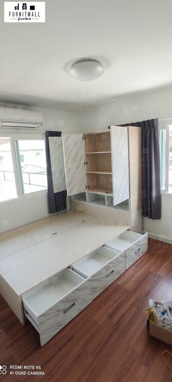 TATAMI BED 3.5,5,6 ฟุต พร้อมหัวเตียงเก็บของสูง 2 เมตร เปิดข้างได้ - Image 2