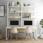 โต๊ะทำงาน กว้าง 2.0 เมตร พร้อมชั้นวางของ