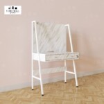 โต๊ะทำงาน โต๊ะเครื่องแป้งขาเหล็ก 100x50 ซม. สูง 150 ซม.