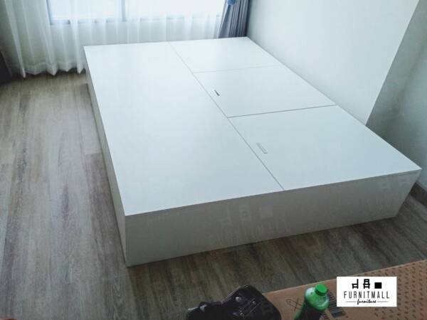 TATAMI BED 5 ฟุต ขาวล้วน ไม้ปิดผิวเมลามีน - Image 2