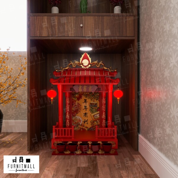 ตู้บูชาพระ 3 ชั้น ลายไม้ ตู้วางตี่จู่เอี๊ย สูง 220 ซม. - Image 3