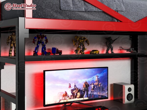 เตียงเกมมิ่ง ตะแกรงเหล็กฉีก+ชั้นวางโมเดล - Image 4