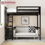 เตียงสูงพร้อมโต๊ะทำงานเล็ก วางข้าง