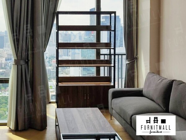 FURNITMALL ชั้นวางของ ชั้นเก็บของ ชั้นไม้ ชั้นเหล็ก (สีดำ ไม้ลาย Milano) - Image 3