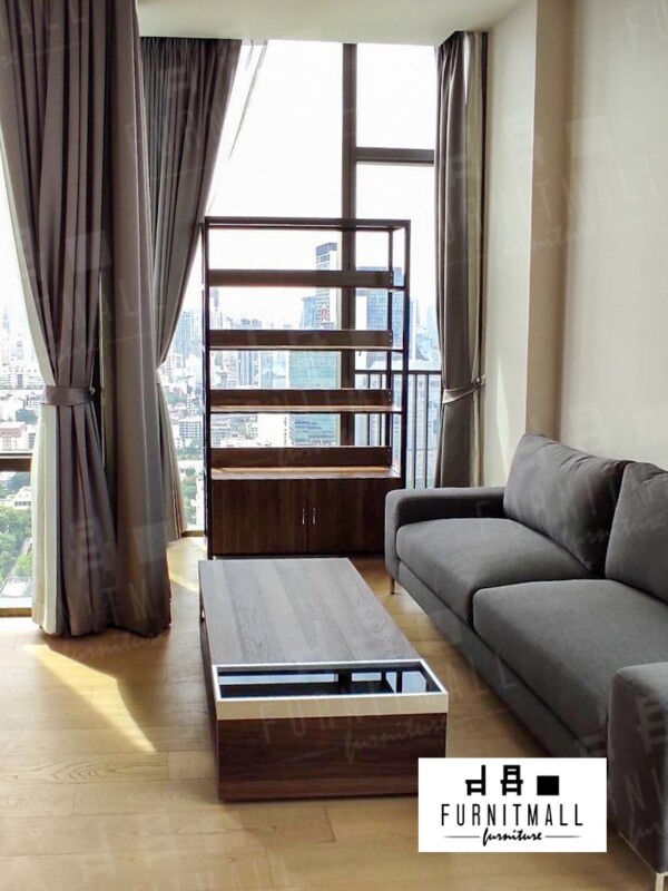 FURNITMALL ชั้นวางของ ชั้นเก็บของ ชั้นไม้ ชั้นเหล็ก (สีดำ ไม้ลาย Milano) - Image 2