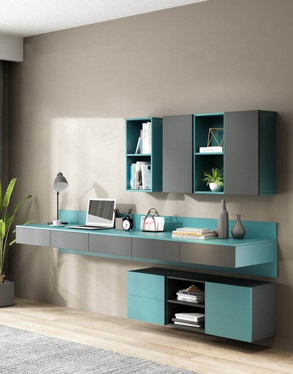 โต๊ะทำงานติดผนัง Home Office พร้อมตู้แขวน FT010
