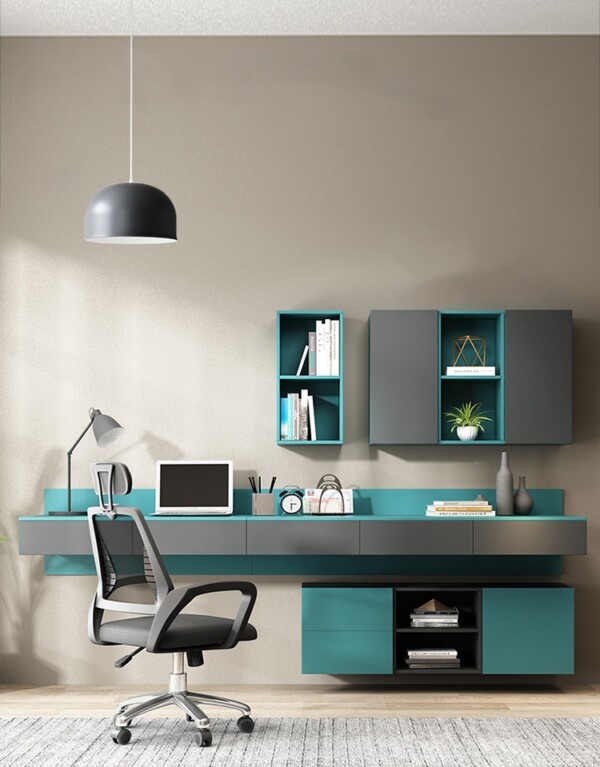 โต๊ะทำงานติดผนัง Home Office พร้อมตู้แขวน FT010 - Image 2