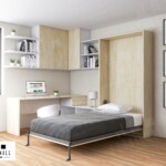 Wall bed 3 ฟุต แนวตั้ง พร้อมโต๊ะทำงาน