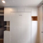 Wall bed 4 ฟุต พร้อมตู้เก็บของฟิตเต็มผนัง สูงชนฝ้า