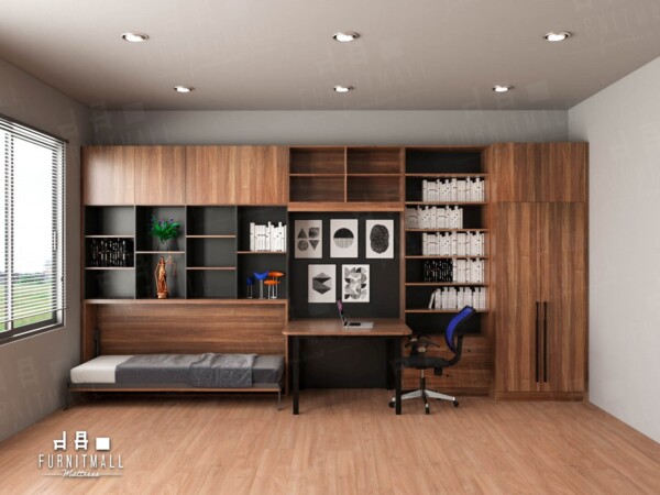 Wall bed 3 ฟุต แนวนอน พร้อมตู้กว้าง 5 เมตร - Image 2