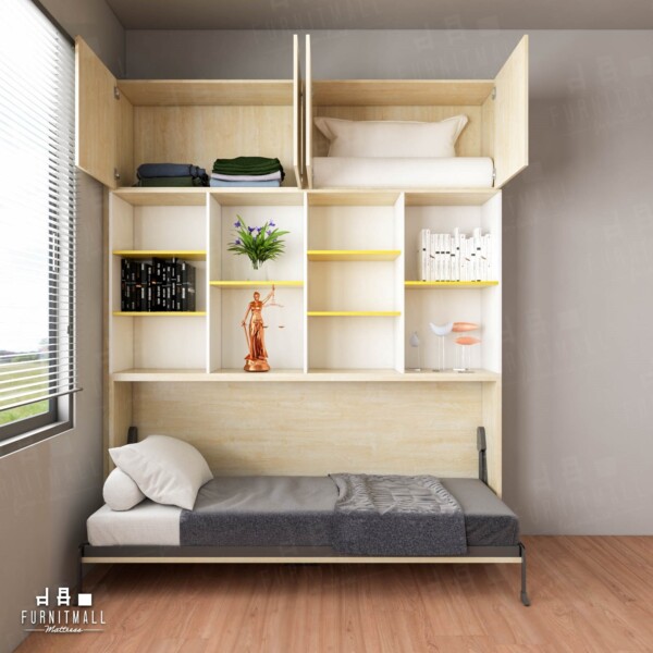 Wall bed 3 ฟุต แนวนอน พร้อมตู้เก็บของ สูงรวม 2.5 เมตร - Image 3