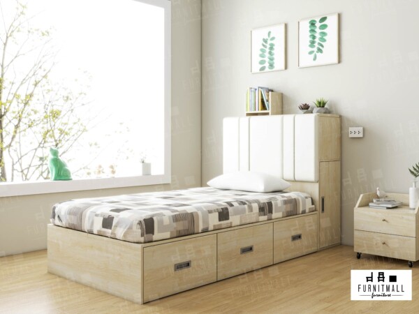 TATAMI BED 3.5 ฟุต + ตู้หัวเบาะ เก็บของได้