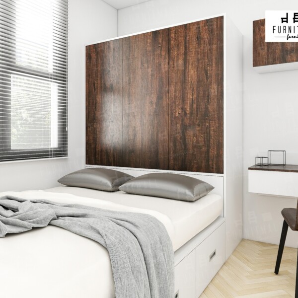 ทาทามิ 5 ฟุต พร้อมตู้หัวเตียงแขวนเสื้อ ลึก 60ซม.