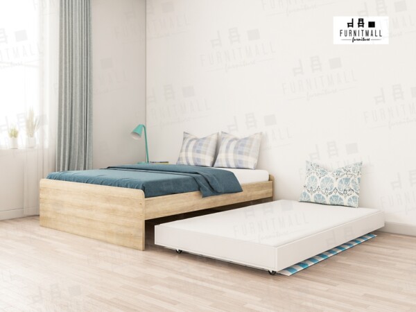 เตียงไม้ รุ่นเบสิก พร้อมถาดสไลด์ 5,6 ฟุต - Image 2