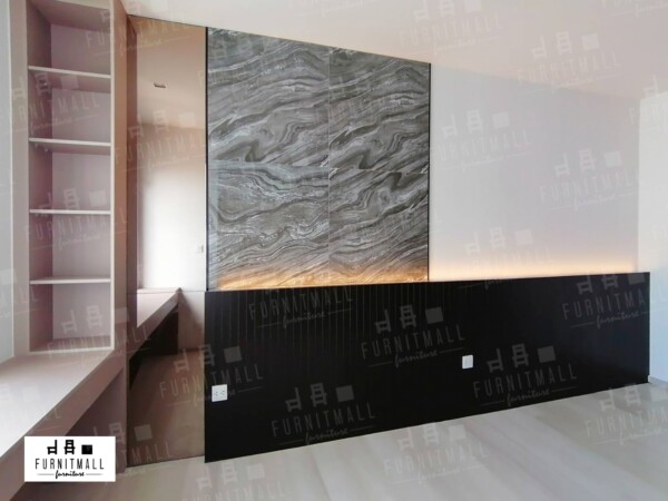 กรุผนังหัวเตียง สูง 1 เมตร กว้าง 4 เมตร พร้อมงานไฟLED + ปลั๊ก - Image 2