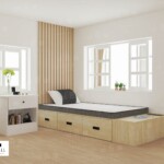 ทาทามิ 3.5 ฟุต พร้อมกล่องท้ายเตียง+ปลั๊กไฟซ่อน