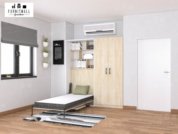 Wallbed 3 ฟุต พร้อมโต๊ะทำงานและตู้เสื้อผ้า กว้างรวม 2m. - Image 3