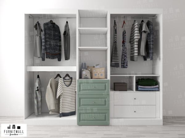 ตู้เสื้อผ้าคลาสสิกพร้อมช่องโชว์ หน้าบานเมมเบรน 2.6x2.2 เมตร - Image 2