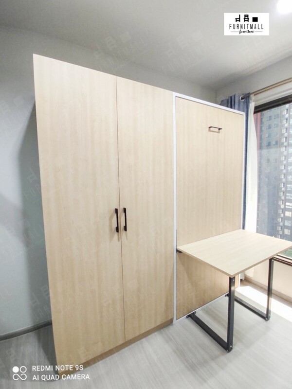 Wallbed 3 ฟุต พร้อมโต๊ะทำงานและตู้เสื้อผ้า กว้างรวม 2m. - Image 2