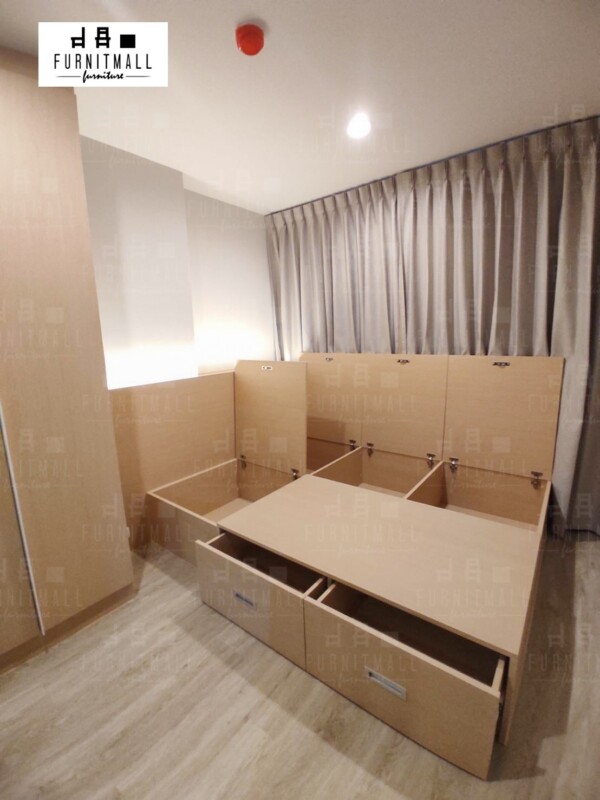 ชุดห้องนอนคอนโด หัวเตียงกรุผนังซ่อนไฟ+ตู้เสื้อผ้า - Image 2