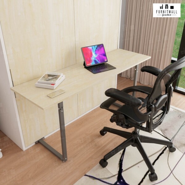 Wallbed 5 ฟุต พร้อมโต๊ะทำงาน มีชั้นวางของด้านใน - Image 3