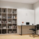 Wallbed+โต๊ะทำงาน 5 ฟุต พร้อมชุดชั้นเอกสารเข้าชุด