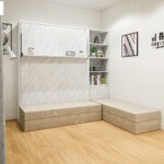 เตียงพับ Wallbed 5 ฟุตพร้อมตู้เก็บของ+โซฟาแอล