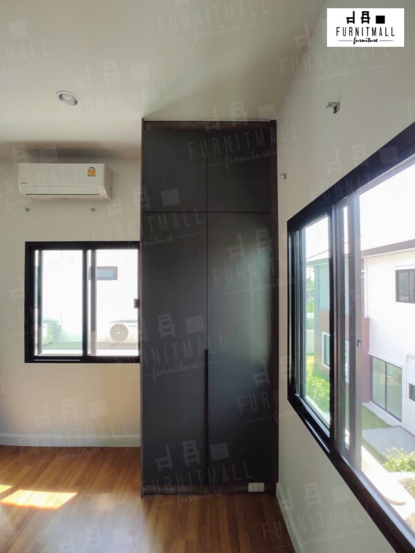 บิ้วอินตู้บานเปิด หน้าบานกราไฟต์ โครงลอฟท์ - Image 2