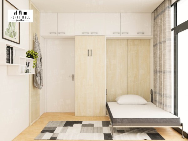 Wallbed 4ฟุต พร้อมตู้ลอยคร่อมประตู+ชนฝ้า