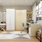 Wallbed 3ฟุต+ตู้พร้อมโต๊ะทำงานข้าง