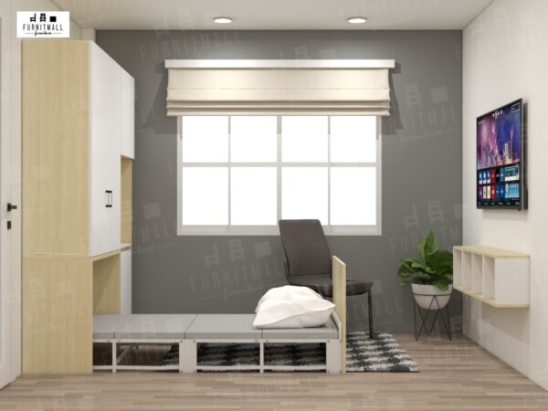 เตียงพับ WallBox 3 ฟุต + โต๊ะพับ + ตู้แขวนเสื้อ - Image 2