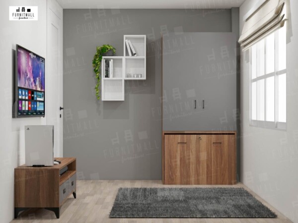 เตียงพับ WallBox 3 ฟุตพร้อมตู้แขวนเสื้อ ใส่ยูนิฟอร์ม